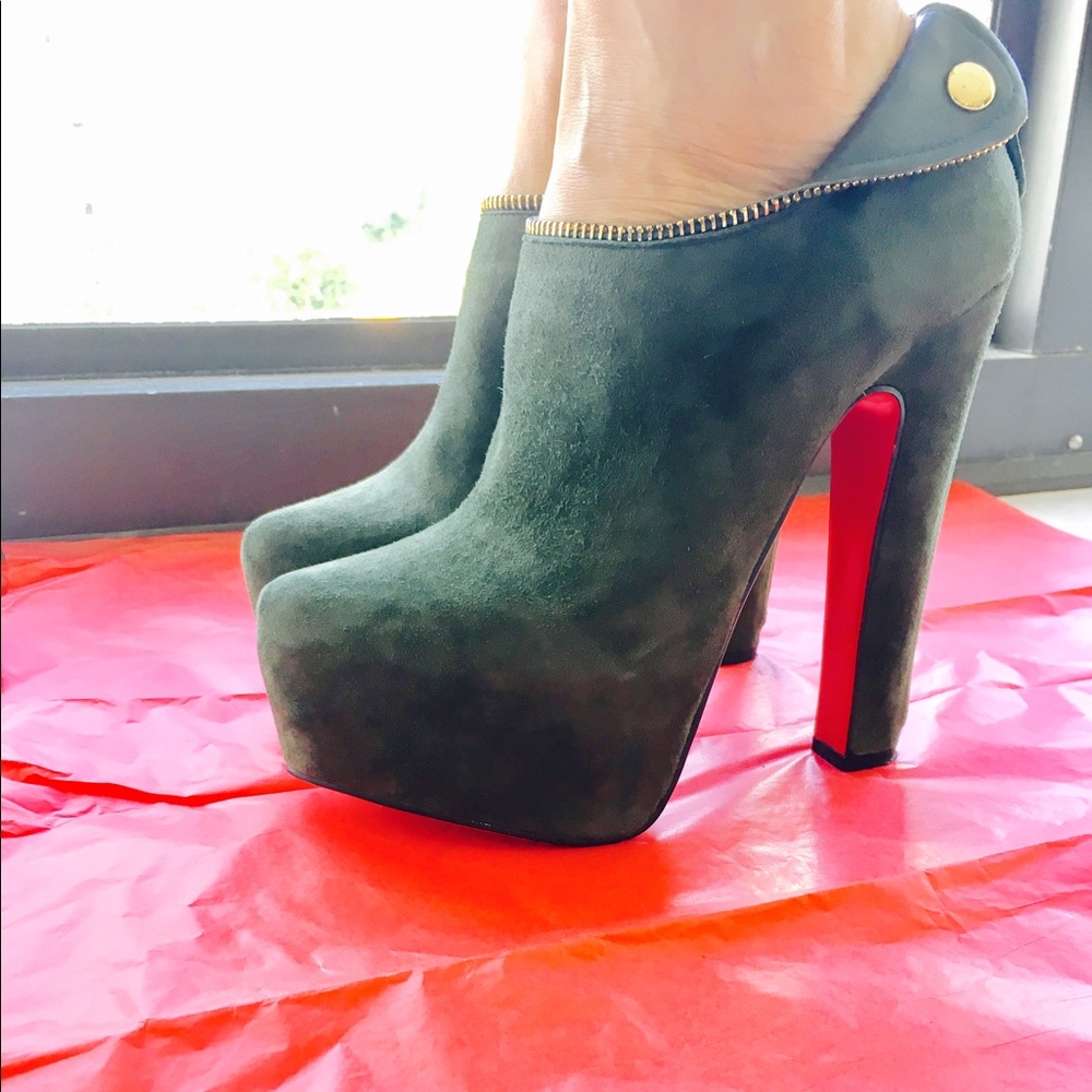 Black Suede Platform Mary Jane Heels - Women's